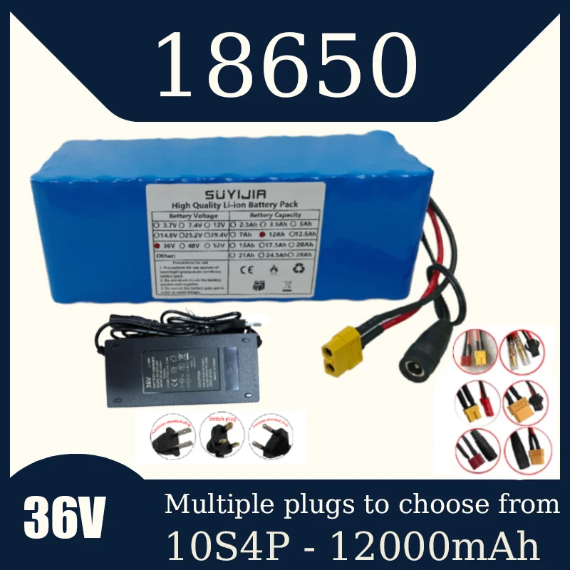 

10S4P 36V 12Ah Electric Scooter Bicycle Battery 18650 Power Battery Pack Suitable for Electric Scooter Bicycle Equipped with BMS