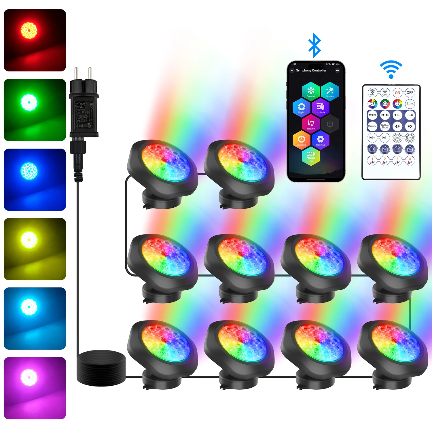 T-SUNRISE 3/4/5/6/10 LED RGB Lichter IP68 Wasserdichte Schwimmbad Licht Unterwasser Lampe Landschaft Scheinwerfer Für Garten APP Fernbedienung 7
