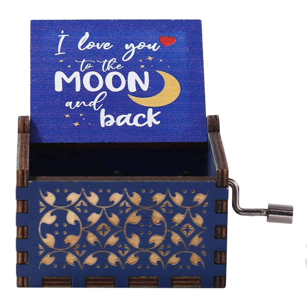 Wooden Elegant Music Box Exquisite Desktop Decorations Creative Fashion Antique Carved Valentine Day for Friends Kids Boys Girls