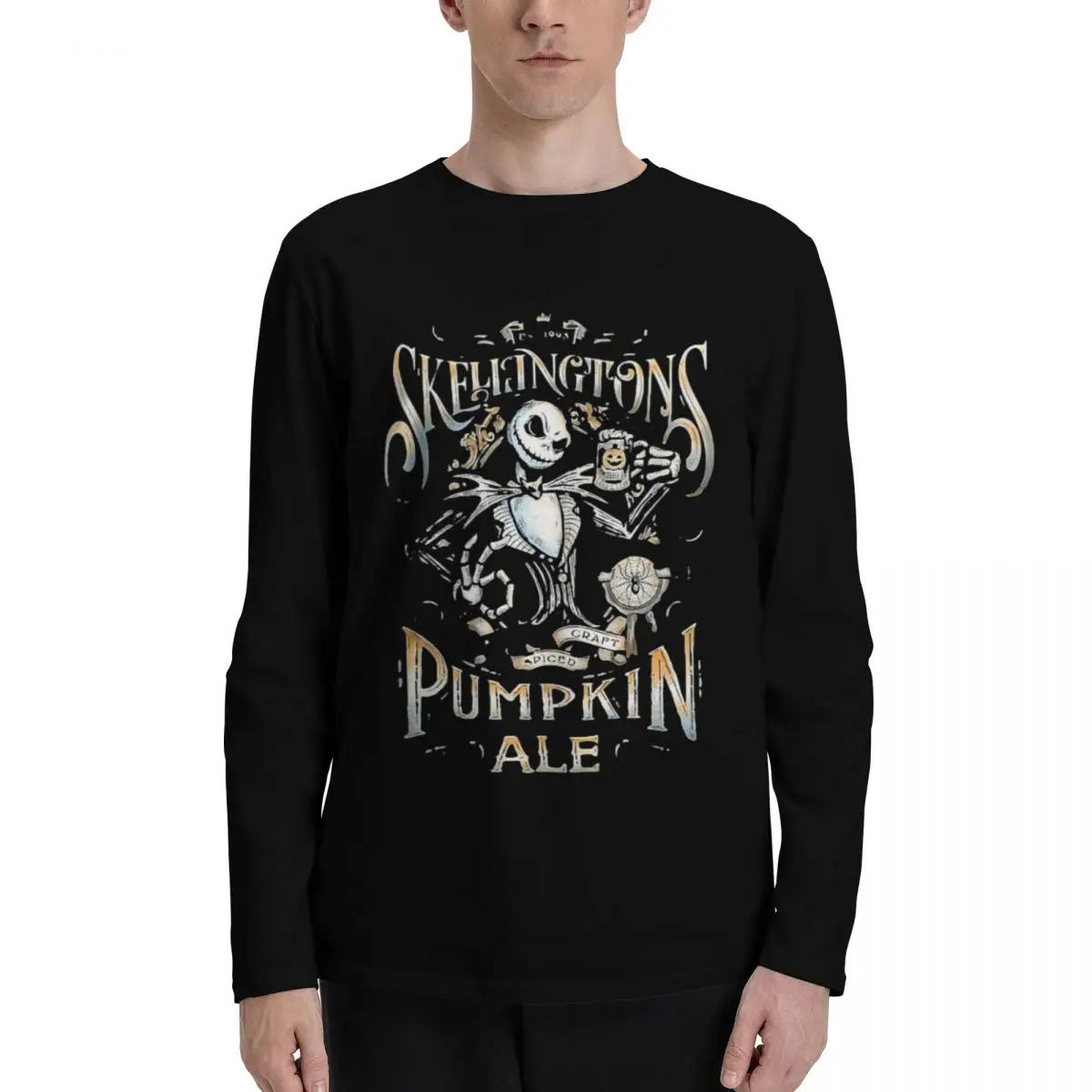 Jack's Pumpkin Royal Craft Ale Men's Long Sleeve Cotton T-Shirt - Soft, Breathable, and Perfect for Casual and Layered Outfits