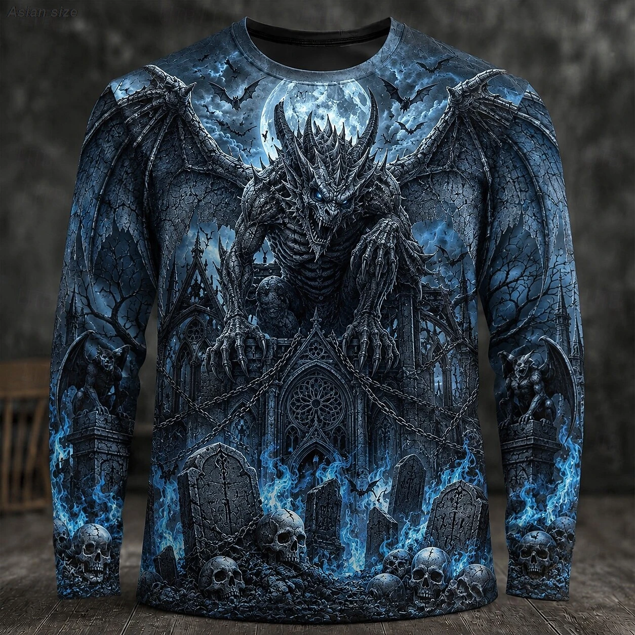 Halloween Men's Skull Pumpkin Monster T Shirt Long Sleeve T shirt 3D Print Crew Neck Shirt Fashion