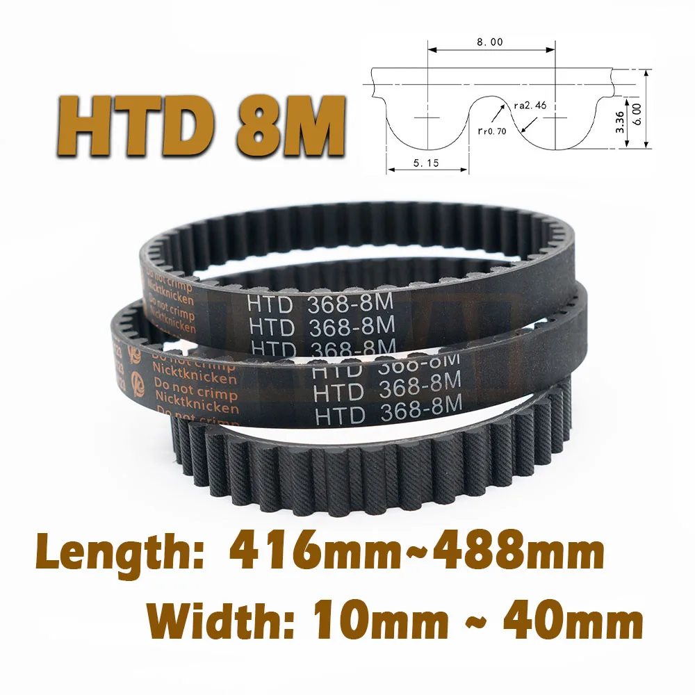 

HTD8M Length 416~488mm Closed Loop Timing Belt Width 15~40mm Rubber Drive 416 424 432 440 448 456 464 472 480 488mm 8M CNC