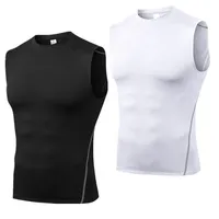 Men's compression sports tank top, tight fitting vest, sleeveless bottom T-shirt, top vest, sportswear