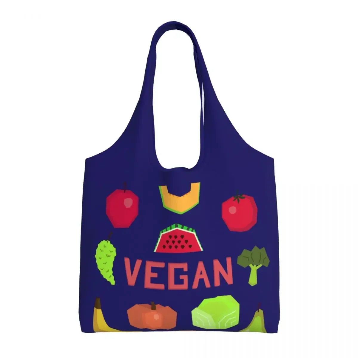 Vegan Healthy Food Groceries Tote Shopping Bags Women Fruit and vegetable Canvas Shoulder Shopper Bag Big Capacity  Handbags