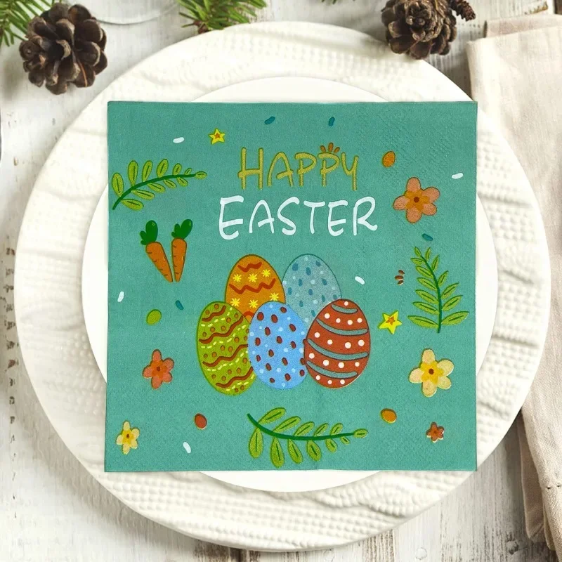 Blue Eggs Easter Bunny Party Supplies Disposable Paper Placemats Decorative Napkins Butterfly Bart Paper 2-Ply 10/20pcs 33*33cm