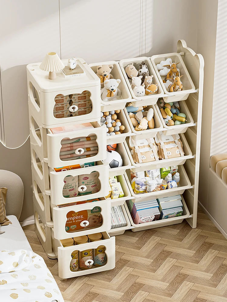 

Shelf Household snack storage Children's toy storage rack Multi-layer floor-to-ceiling large-capacity rack Layered finishing