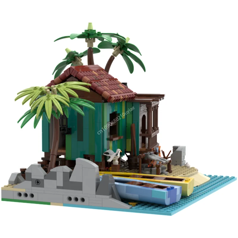 Moc Pirate The Fishing Camp Modular Architecture ปราสาทบล็อกอาคาร Diy สร้างสรรค์เด็กประกอบการศึกษาอิฐของเล่นของขวัญ