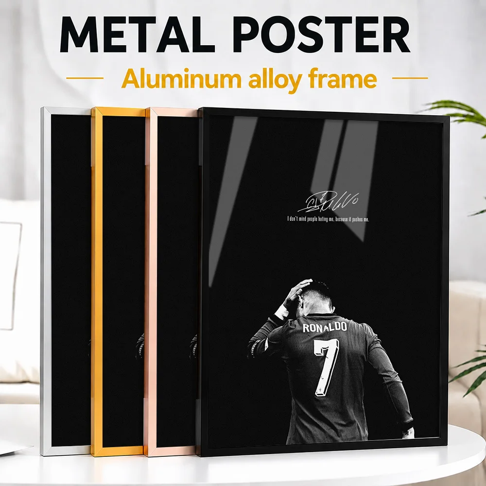 Cristiano Ronaldo Number Seven Back View Framed Metal Print Personalized Photographic Wall Art For Clubhouse, Soccer Fan Gift