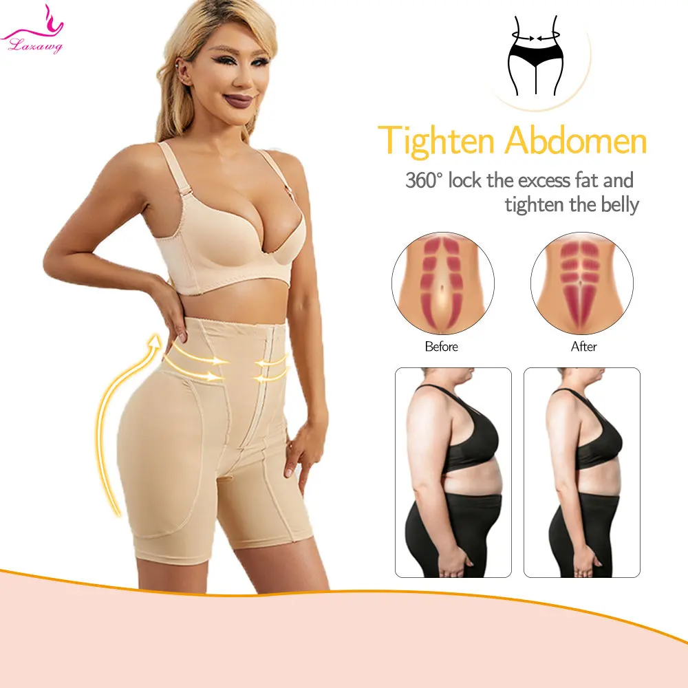 LAZAWG Butt Lifter Panties Push Up Shapewear Hip Shaper Underwear Slimming Tummy Control Shorts High Waist Body Shaper with Pads