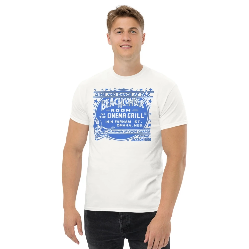 Beachcomber Room Cinema Grill Omaha Nebraska Vintage Style T Shirt Tiki 1941 Men's T-Shirt Black Casual Crew Neck T Shirts