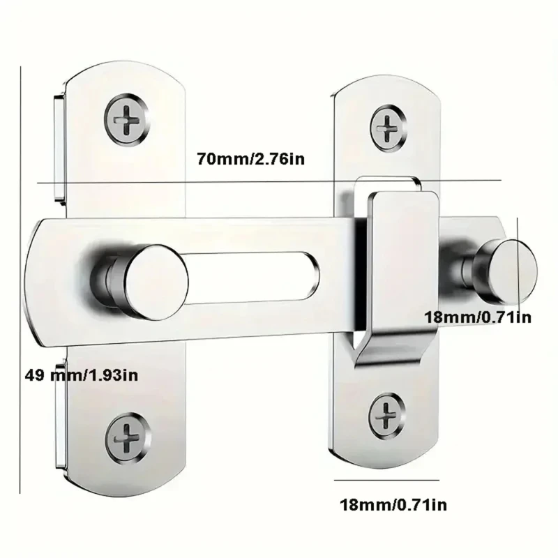 1Pcs Stainless Steel Sliding Barn Door Lock Hardware Gate Latches, Window Closet, Matte Black Silvery