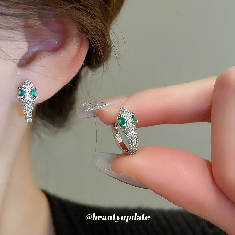 

Faionable mat Snake-aped Earrings Luxury Sensation Cold Sle Zirconia Studs Women's Jewelry Ele Aosphere