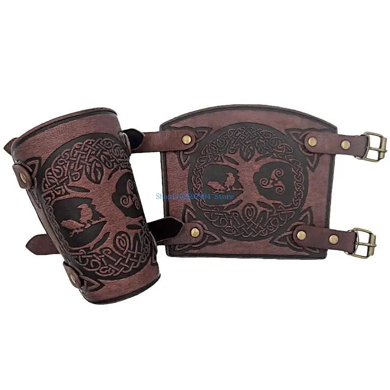 

N7YF 1 Pair Medieval Bracers Leather Bracers Adjustable Arm Guards Wrist Cuff Bracers for Viking Party Cosplay Party LARP