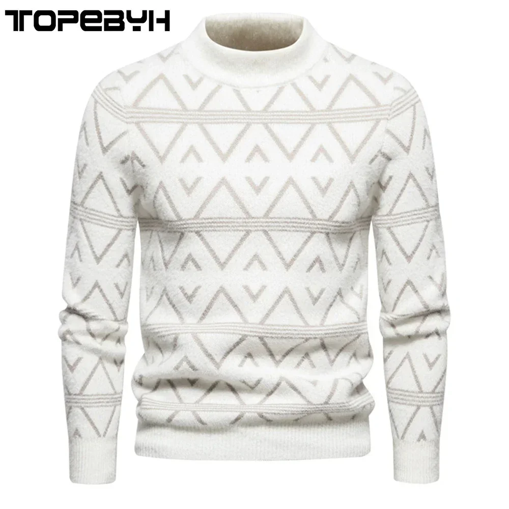 Men\'s  New Imitation Mink Sweater Soft and Comfortable  Fashion Warm Knit Sweater Tops