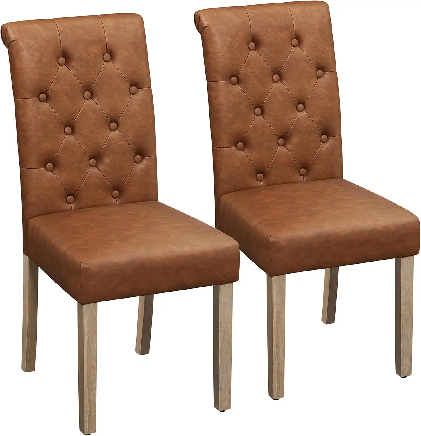 Dining Chairs Faux Leather Parsons Dining Chairs Button Tufted Chairs with Rubber Wood Legs & High Back & Padded Seat