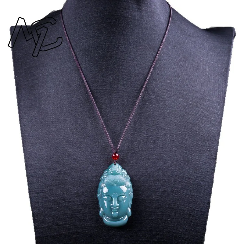 Natural Emerald Burmese Jade Blue Water Guanyin Head Pendant Carved Charm Jadeite Lucky Jewelry Fashion Gift Women Certificate