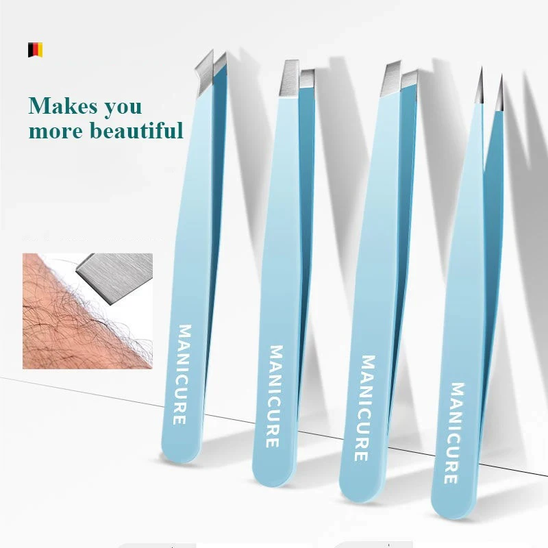 

4Pcs High-Quality Eyebrow Tweezer Colorful Hair Beauty Fine Hairs Puller Stainless Steel Slanted Brow Clips Removal Makeup Tools