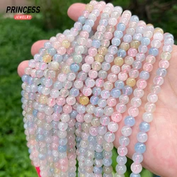 A++ Natural 6mm Madagascar Beryl Morganite Loose Beads for Jewelry Making Bracelet Wholesale Stone Beads DIY Accessories