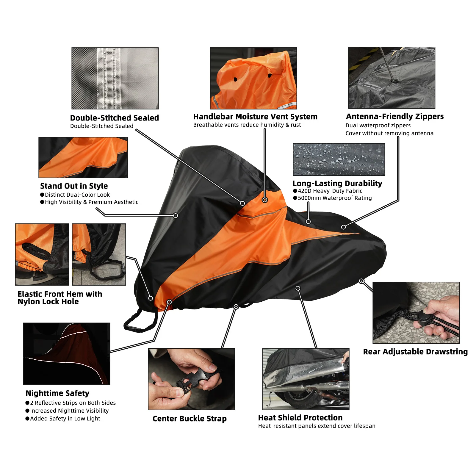 

For Harley Street Gilde FLHX Motorcycle Cover All-Season Protection Waterproof Road Glide FLTRX Road King FLHR Electra Glide