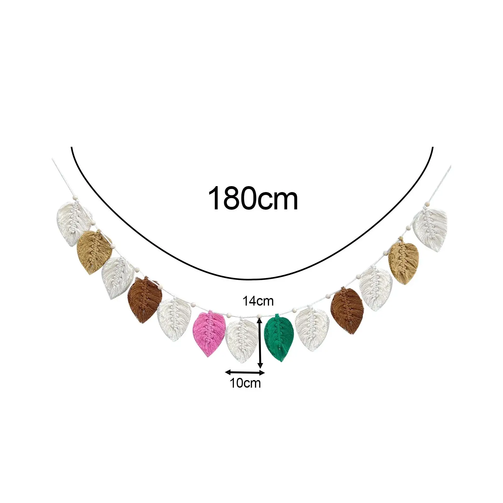 Handwoven Macrame Leaf Garland Colorful Boho Wall Hanging for Kids Room Nursery Decor