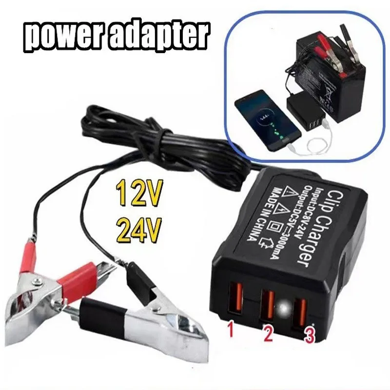 Clip charger DC12V24 to 5V 3USB charging port 3A