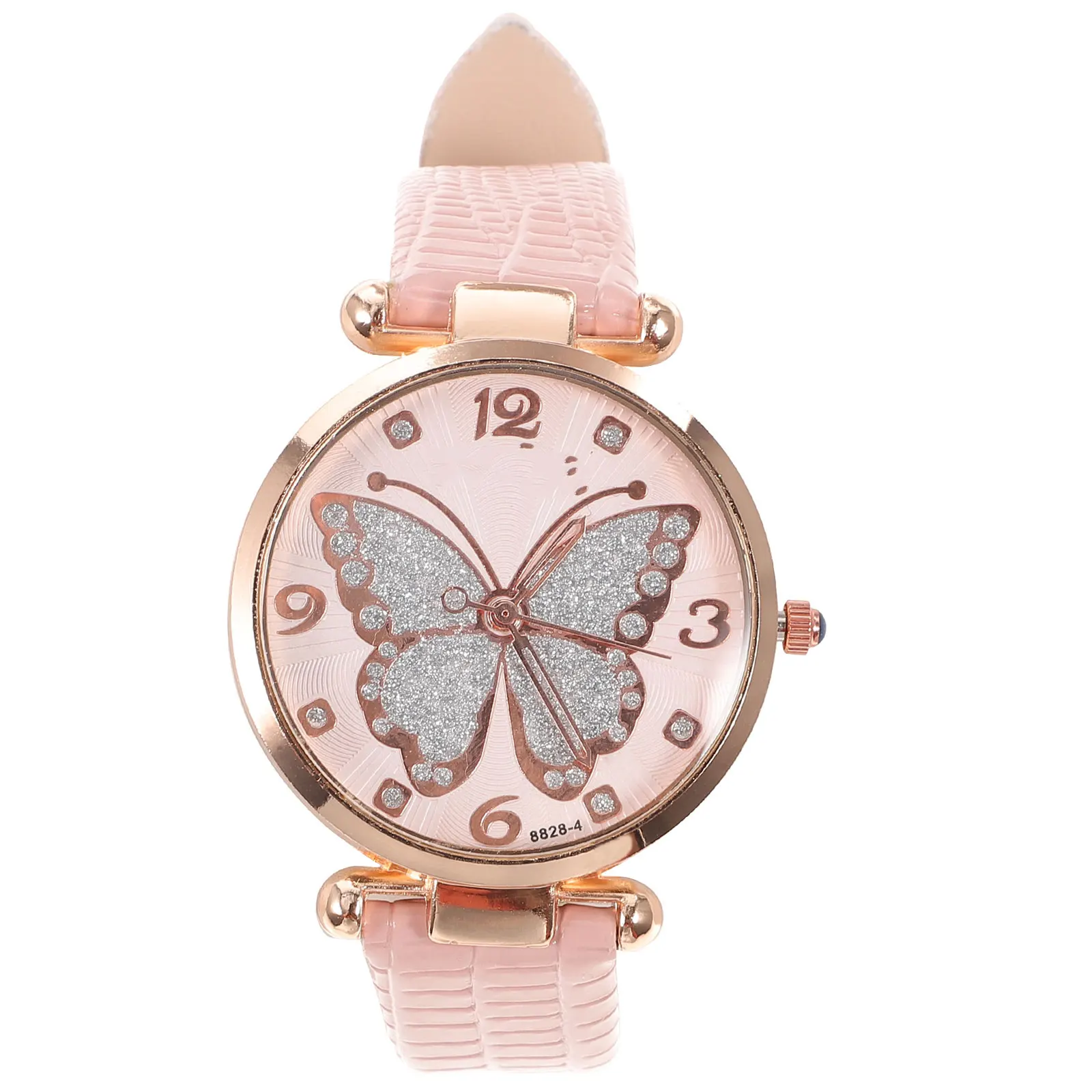 

Glitter Butterfly Quartz Watch Women Pink Fashion Elegant Lightweight Stylish Wrist Watches Precise Timing Daily Wear Ornament