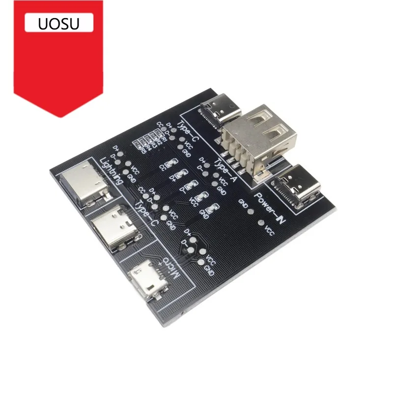 DT3 Data Cable Tester Detection Board Type-C Micro USB Lightning Short Circuit On/Off Test Switch LED Diagnose for iOS Android