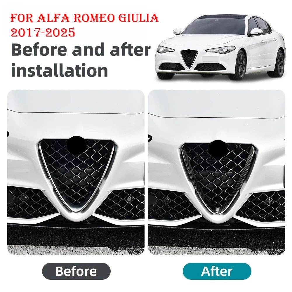 

Carbon FIber For Alfa Romeo Giulia Front Bumper Grille Radiator Grill Strip Trim Car Exterior Protector Decoration Accessories