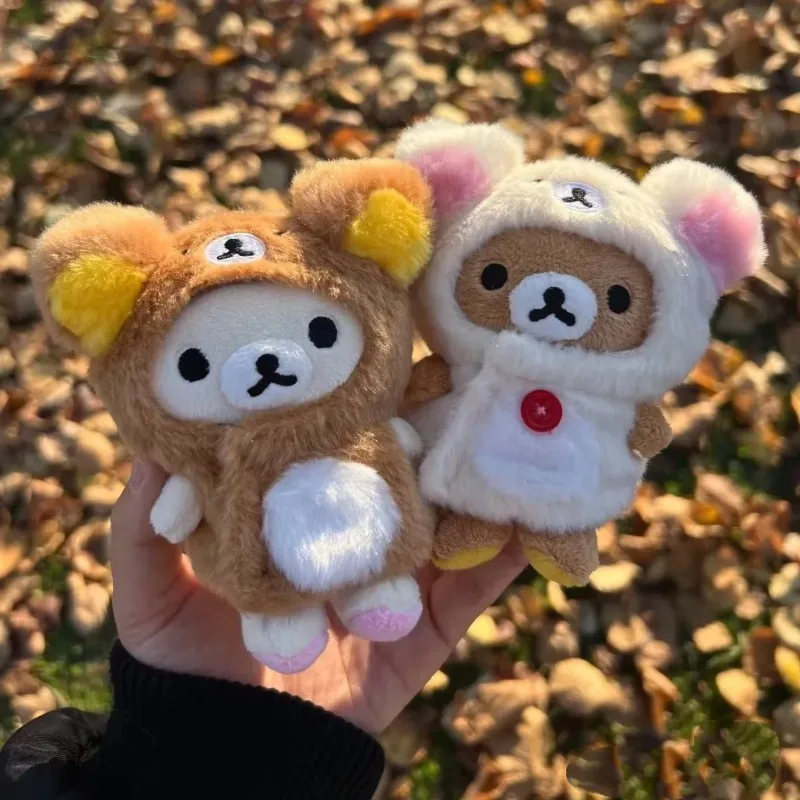 

10 см Rilakkuma Kawaii платье с пушистым плащом плюшевый кукольный плащ ограниченный стиль мультяшная кукла одежда сумка кулон брелок подарок
