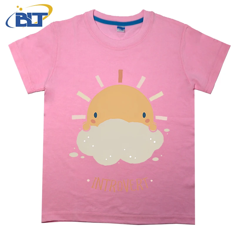 Camiseta con estampado de sol Introverting para niños y niñas, tops casuales de manga corta de algodón, Verano