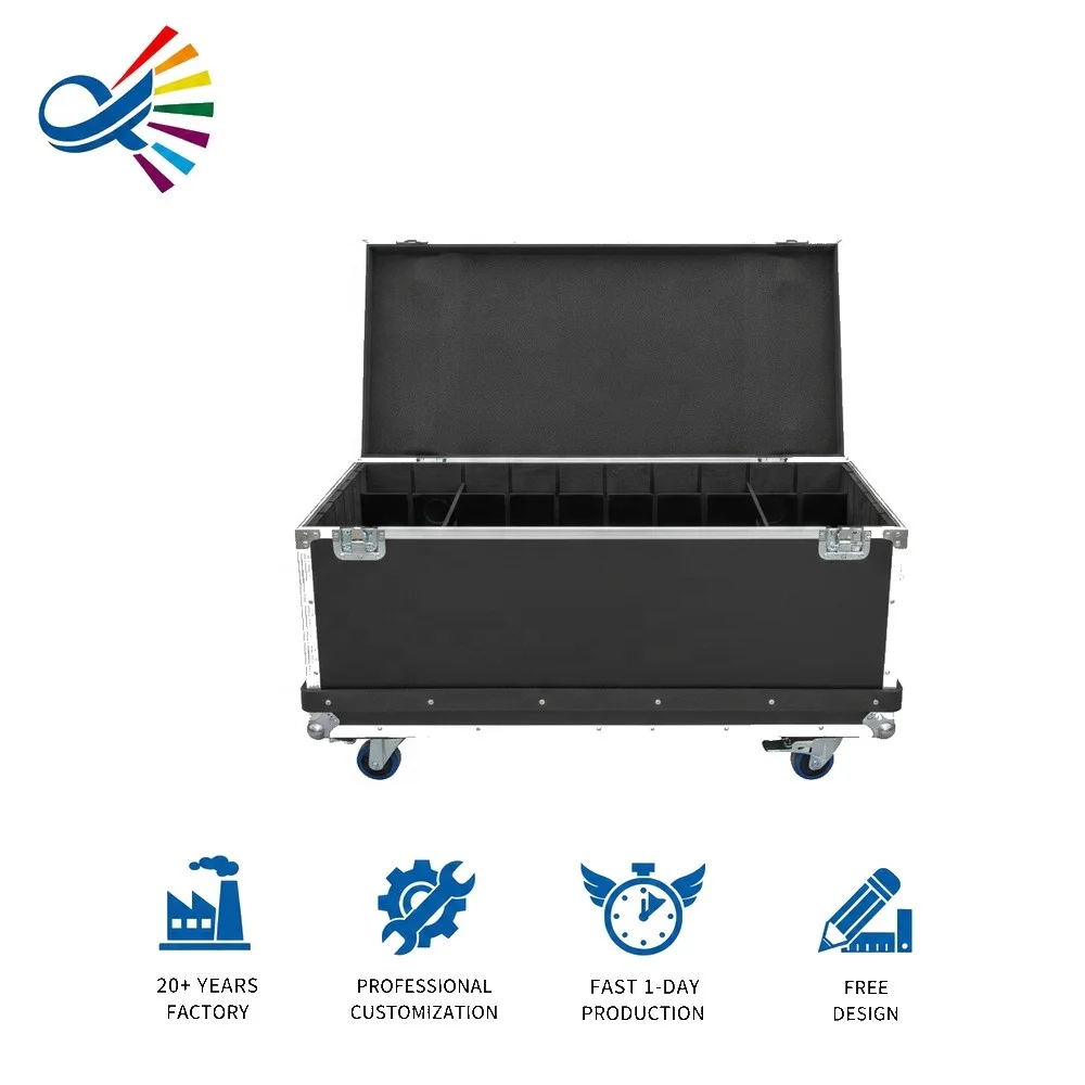 OEM ODM Custom Spares Heavy Duty Cable Road Cases Utility Trunk Touring Flight Case With Organizing Trays And Dividers