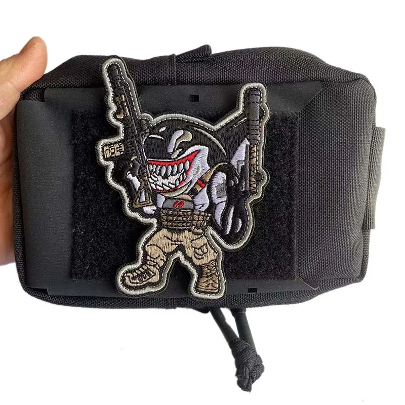 الدب، القرش، النمر، الذئب، بطة النسيج شارات المطرزة زين هوك وحلقة بقع، ملصقات عسكرية مضحكة الشعار التكتيكي #6