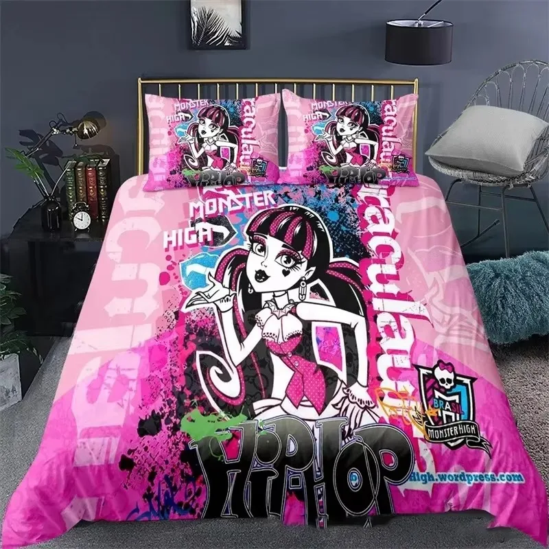 

3D Print Monster High Bedding Set,Duvet Cover Comforter Bed Set Quilt Cover Pillowcase,King Queen Twin Size Boys Girls Adults