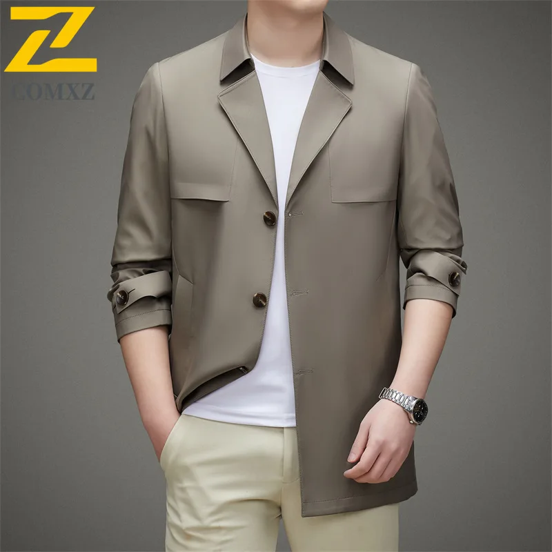 

Autumn Men Trench Coat 2025 New Light Luxury Business Casual Jacket Premium Windproof Comfort Classic Suit Collar Outerwear