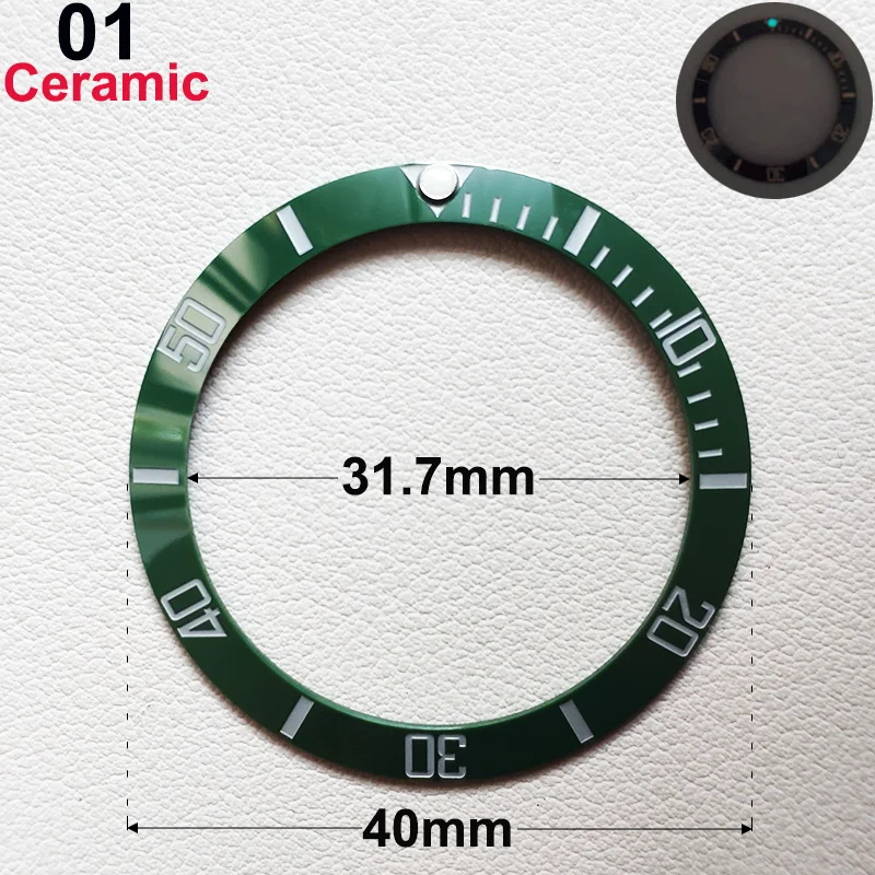 40mm * 31,7mm Keramik-Uhrenlünetteneinlage Passend für 42mm bis 44mm Taucher-GMT-Yacht-Sea-Dweller-Uhrengehäuse Uhrenring-Zubehör – Detail 5