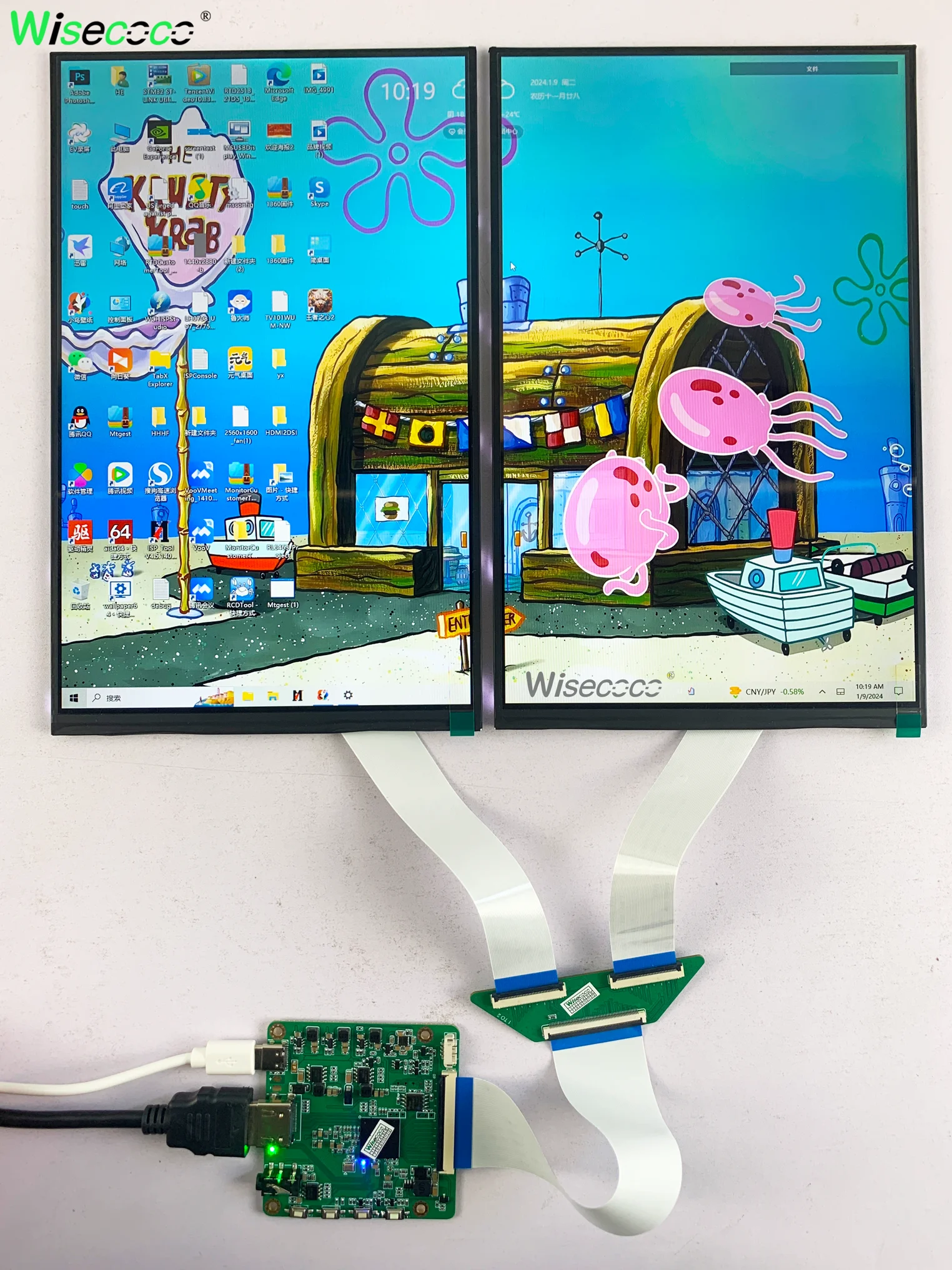 Wisecoco 10.1 Inch Dual Screen Display 1280x800 LCD Screen Module For Raspberry Pi Macbooks Windows Laptops Secondary Display