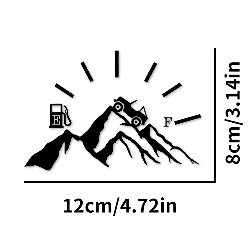 Funny Mountain Off-Road Fuel Gauge Vinyl Decal, Waterproof Scratch Cover Sticker for Car Fuel Cap, Motorcycle Helmet DIY Decor