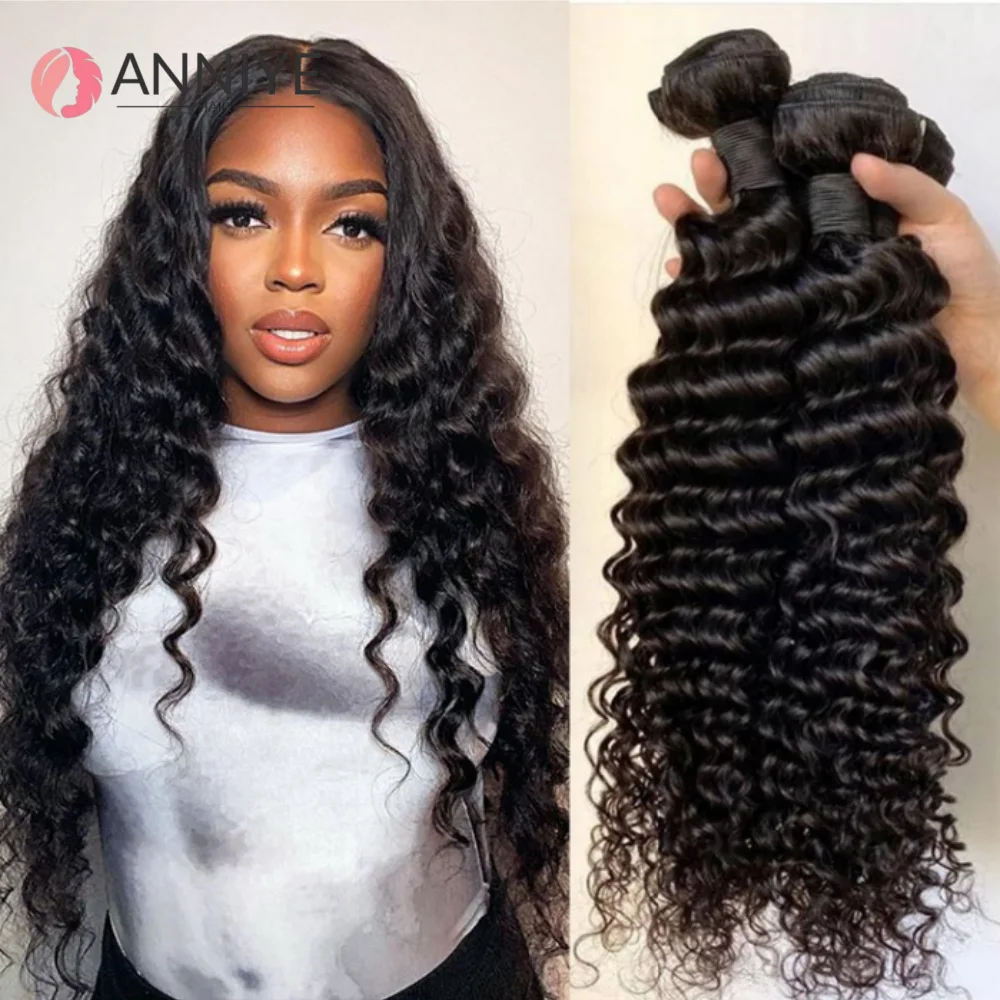Bundel Rambut Manusia Gelombang Dalam 30 Inci Bundel Keriting Ekstensi Rambut Manusia Tenun Brasil 1/3/4 Buah 100% Bundel Rambut Mentah