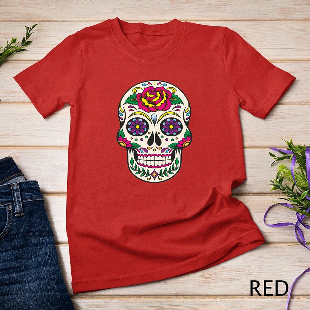 Sugar Skull  Mexican Spanish Mexico Day of The Dead Girls Man and Woman Gift High Quality Cotton Tops O-neck Printed T-shirt