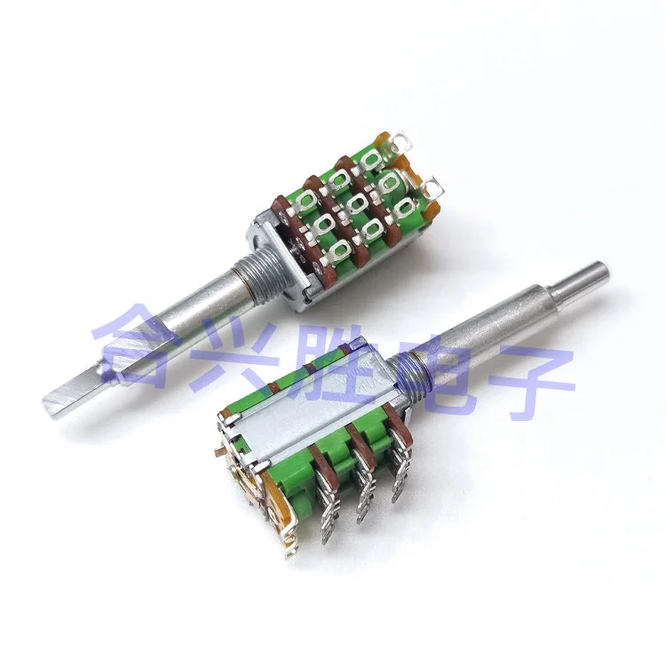 1 Piece Dual Shaft Double Adjustment Precision Potentiometer 3 Link With Rotary Switch B500Ω B5K B500Ωx2