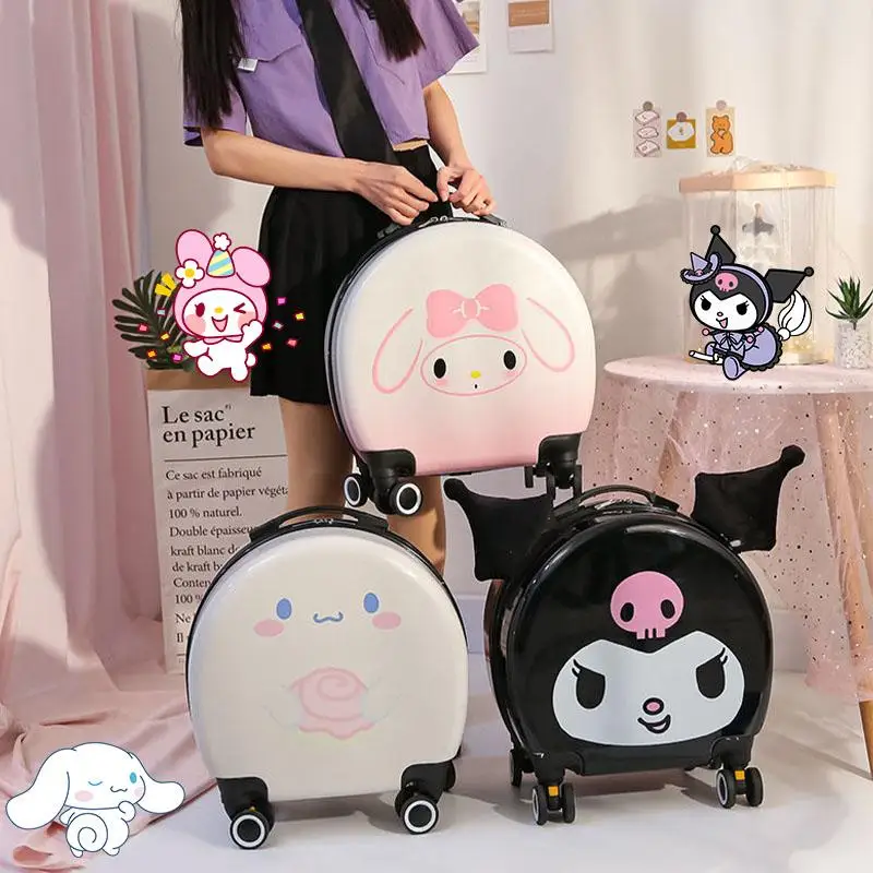 

Sanrios Kuromi Trolley Case Cartoon My Melody Cinnamoroll Suitcase Children's Travel Box Universal Wheel Portable Luggage Girls