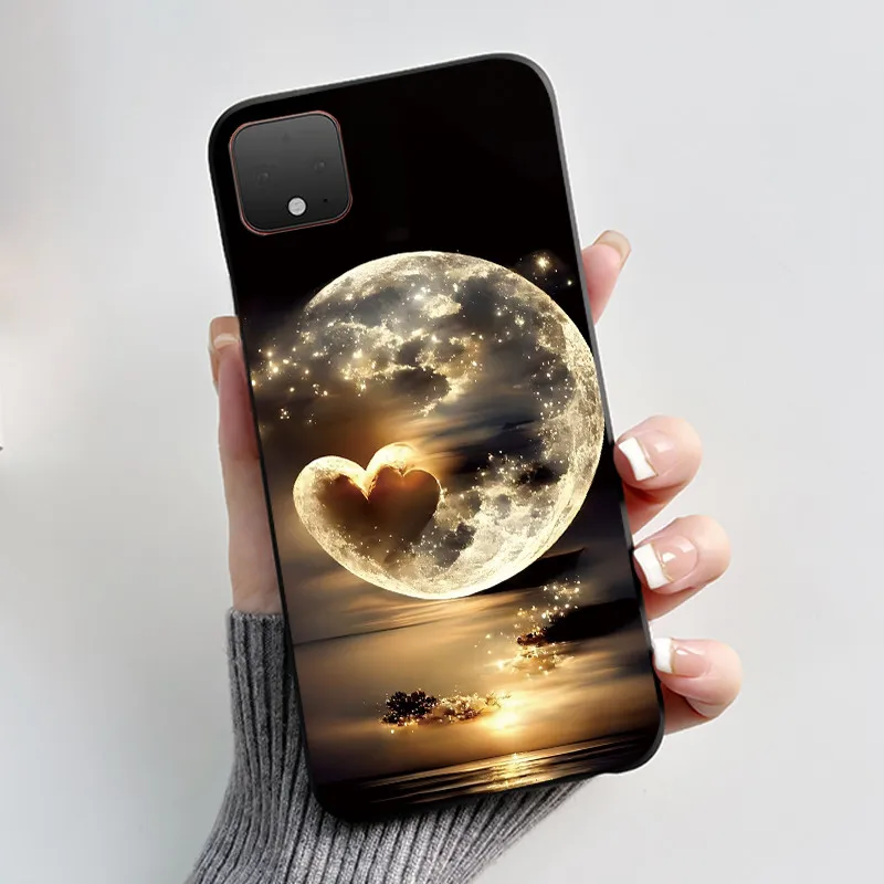 لهاتف Google Pixel 4 XL حافظة سوداء من السيليكون الناعم بتصميم أنيق على شكل جرو كرتوني، غلاف قطة على شكل أرنب أبيض منفوش #2