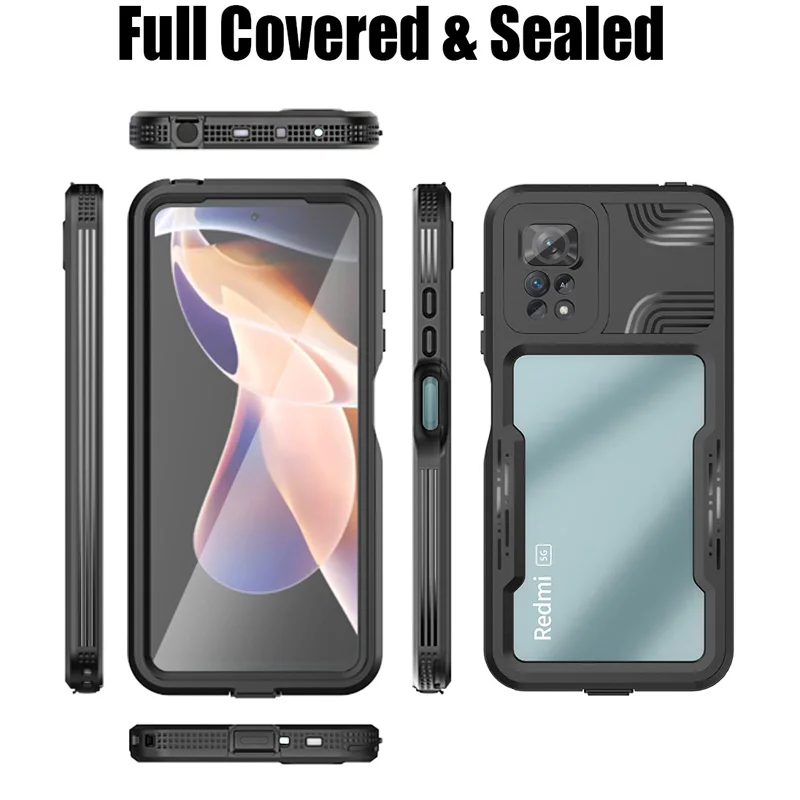 IP68 Waterproof Case For REDMI Note 11s 11 12 Pro Shock Drop proof Cover Diving Swim Outdoor Sport Full Sealed Cover