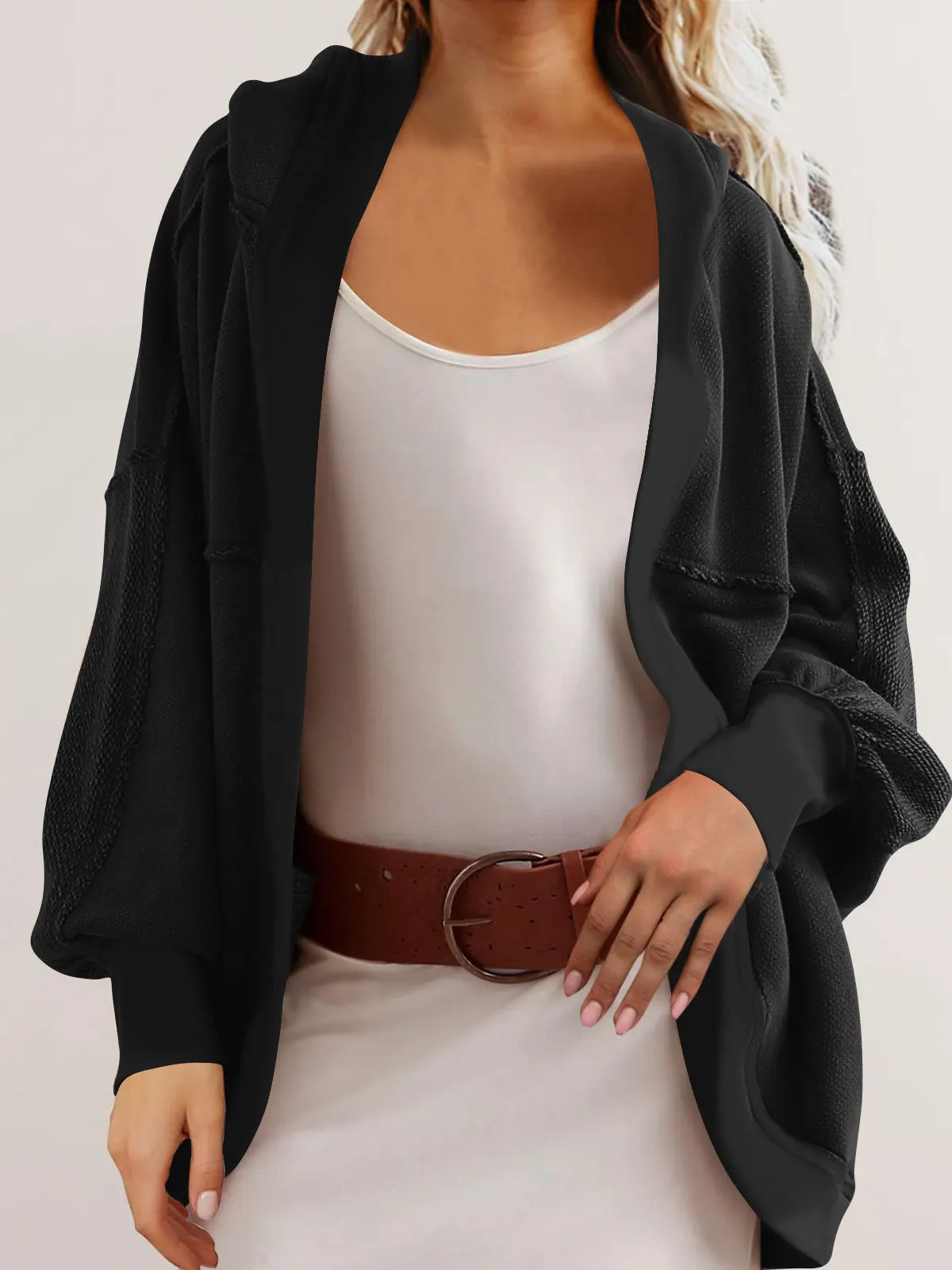 Ladies Casual Hoodie Jaet Temperament Loose Fit Comfortable Sweatirt Coat Long Sve with Hood Commuting Sle Regular L...