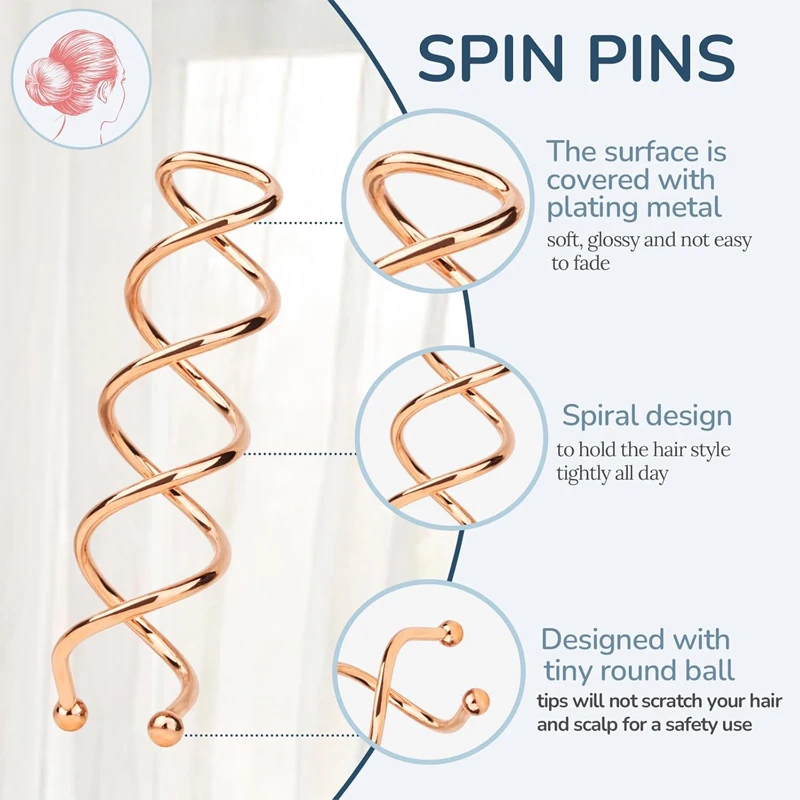 20Pcs/pack Spiral Twist Hair Screw Pins for Women, Non-Scratch DIY Bun Maker, Hair Styling Tool Secure Updo Hair Accessories