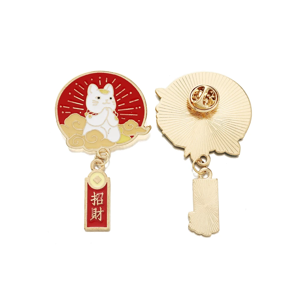 النمط الصيني المينا بروش دبوس كوي الكارب محظوظ القط أرنب الغزلان الثدي دبوس للملابس ظهره الديكور مجوهرات اكسسوارات #4