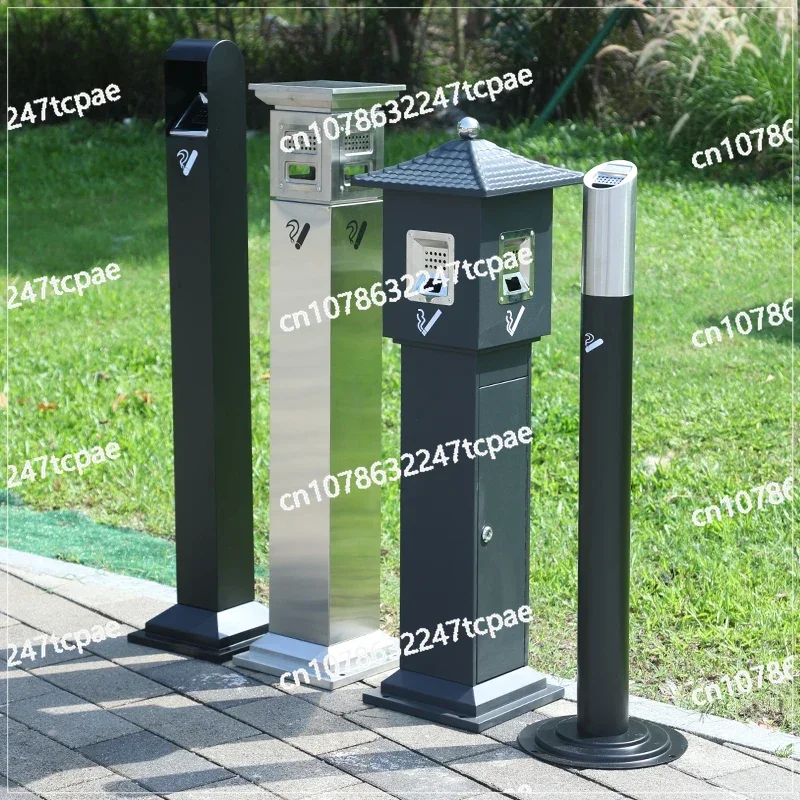 

Outdoor Floor Ashtray Large Stainless Steel Ash Column Vertical Extinguishing Column Cigarette Butt Trash Can Cigarette Butt Col