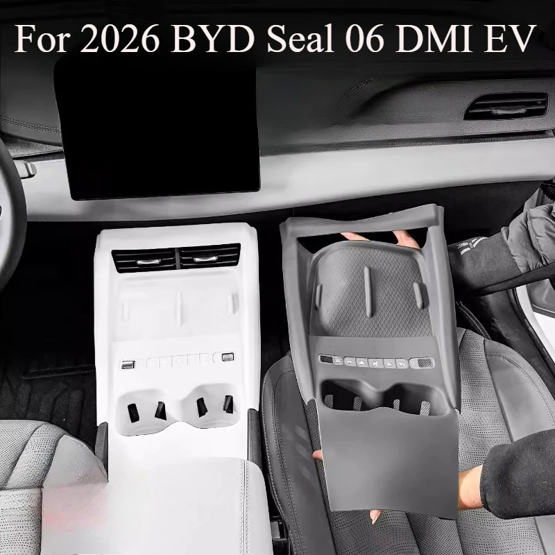 

For 2026 BYD Seal 06 DMI EV Column Shift Console Cover, Center Console Silicone Protector Pad + Armrest Sleeve Cover Set