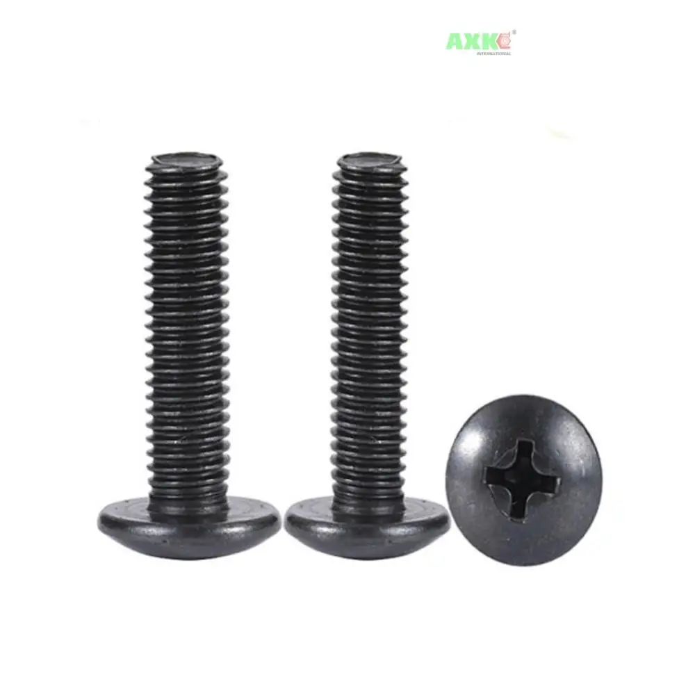 10Pcs/lot M2 M2.5 M3 M3.5 M4 M5 M6 TM Screws Phillips Truss Mushroom Head Screw Black Plated Electronic Carbon Steel Screws