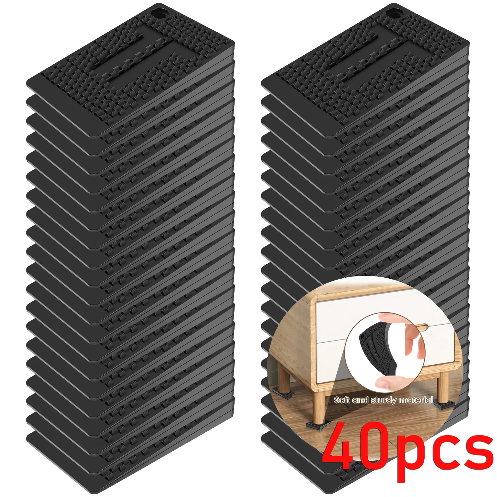 

40Pcs Stackable Furniture Levelers, Plastic Shims for Leveling, Rubber Wedge, Table Leg Leveler, Table Shims, Durable Non-Slip